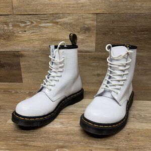 Dr. Martens 1460 White Leather Snakeskin Embossed Combat Boots Women's S…